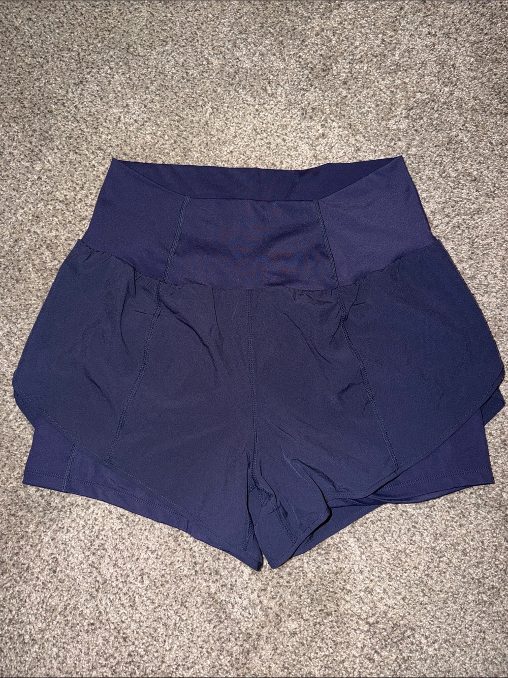 HALARA Navy High-Waist Layered Athletic Shorts